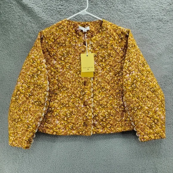 NWT KIKA VARGAS x Target Mum Floral Quilted Jacket Gold Yellow Scalloped 2X - Picture 9 of 15